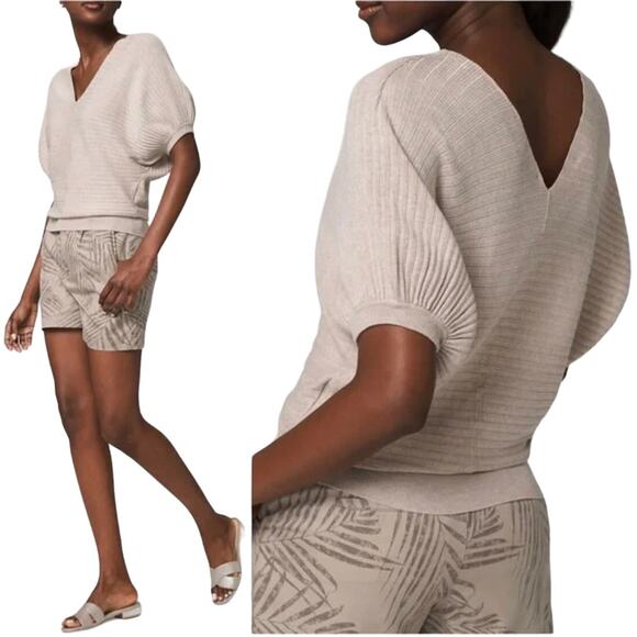 White House Black Market V-Neck Dolman Sweater on Biscotti Size L NWT - Picture 1 of 7